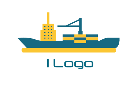 crane and deckhouse on consignment shipping logo icon