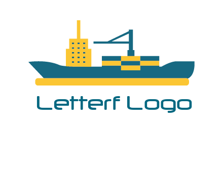 crane and deckhouse on consignment shipping logo icon