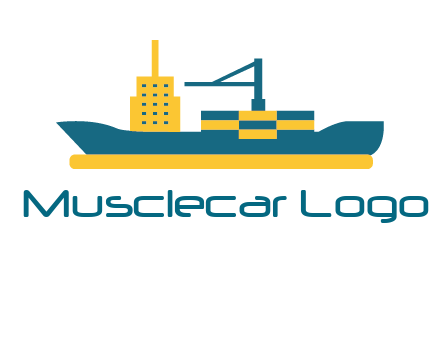 crane and deckhouse on consignment shipping logo icon