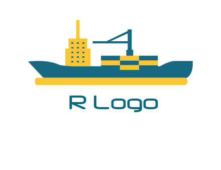 crane and deckhouse on consignment shipping logo icon