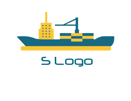 crane and deckhouse on consignment shipping logo icon