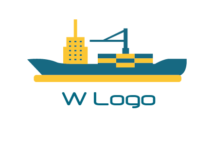 crane and deckhouse on consignment shipping logo icon