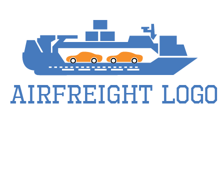 cars in ship transport logo