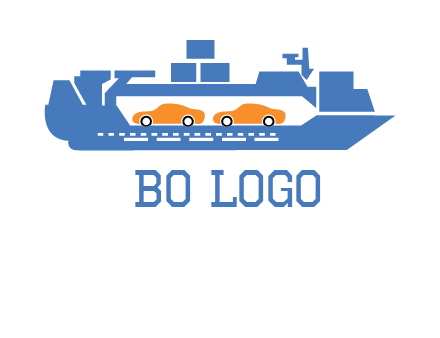 cars in ship transport logo