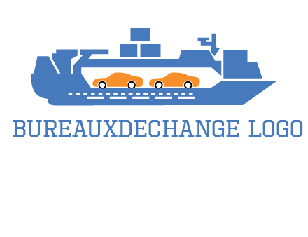 cars in ship transport logo