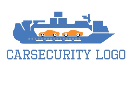 cars in ship transport logo