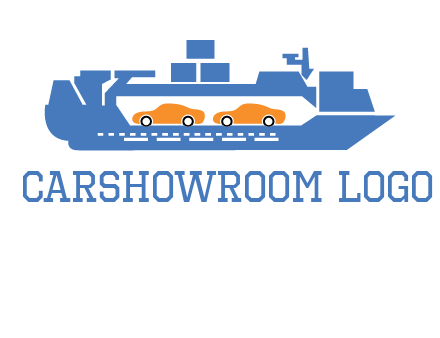 cars in ship transport logo