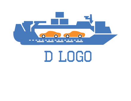 cars in ship transport logo