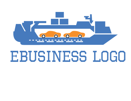 cars in ship transport logo