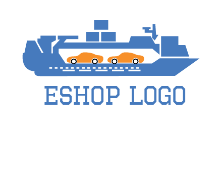 cars in ship transport logo