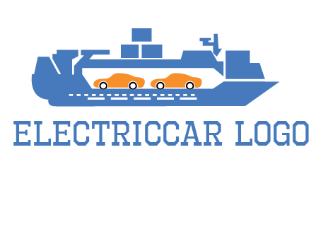 cars in ship transport logo