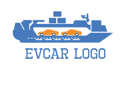 cars in ship transport logo