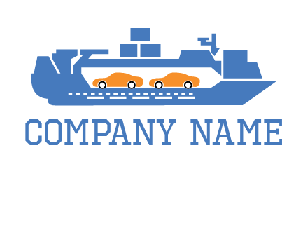 cars in ship transport logo