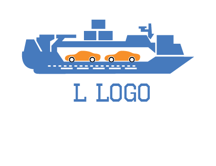 cars in ship transport logo