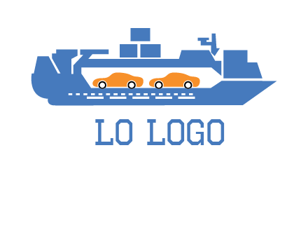 cars in ship transport logo