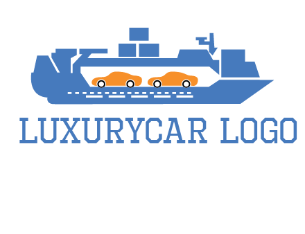 cars in ship transport logo