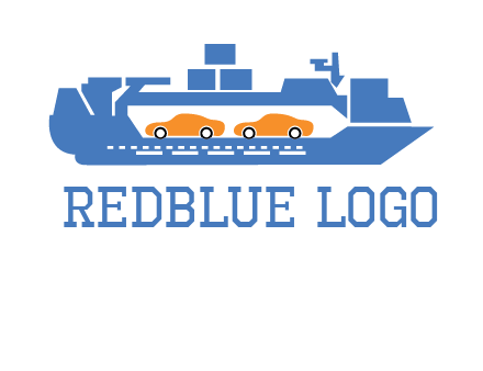 cars in ship transport logo