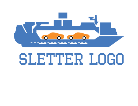 cars in ship transport logo