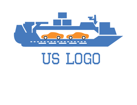 cars in ship transport logo