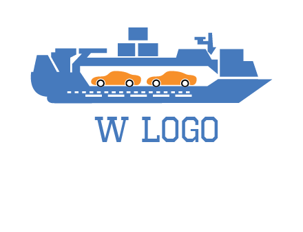 cars in ship transport logo