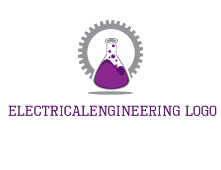 chemical flask and gear engineering logo