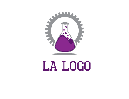 chemical flask and gear engineering logo