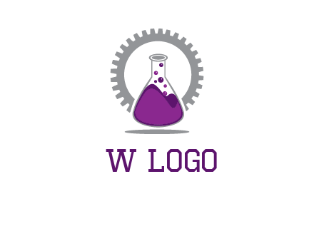 chemical flask and gear engineering logo