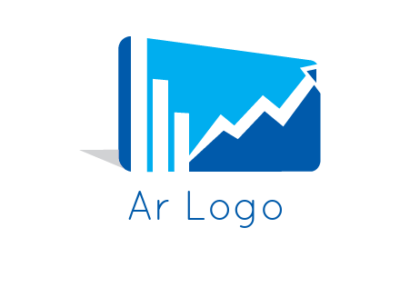 progressive bar and line graph rectangle finance logo