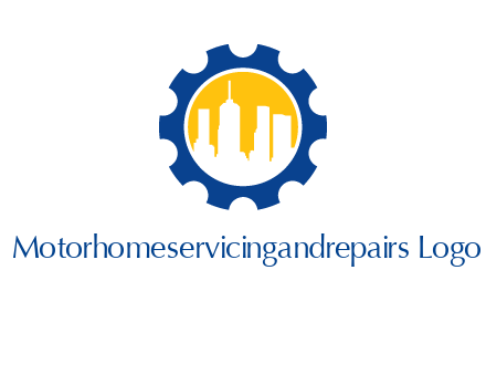 skyscrapers in circle gear logo