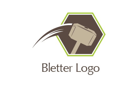 hexagon and heavy hammer head logo illustration