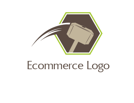 hexagon and heavy hammer head logo illustration