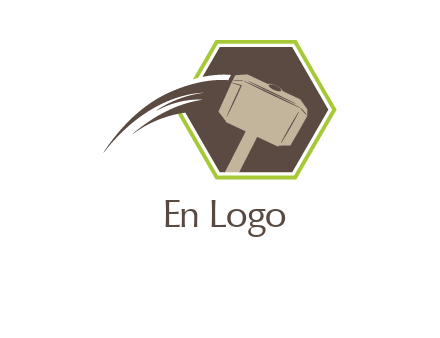 hexagon and heavy hammer head logo illustration