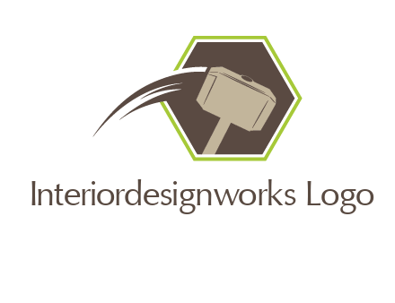 hexagon and heavy hammer head logo illustration