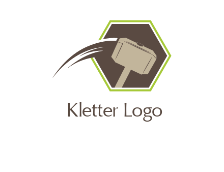 hexagon and heavy hammer head logo illustration