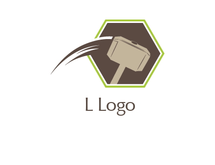 hexagon and heavy hammer head logo illustration