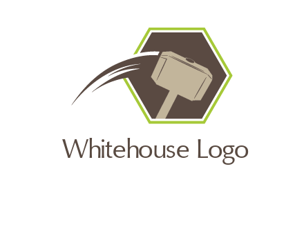 hexagon and heavy hammer head logo illustration