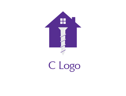 screw and house construction logo