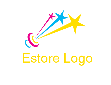 satellite colorful shooting stars printing logo