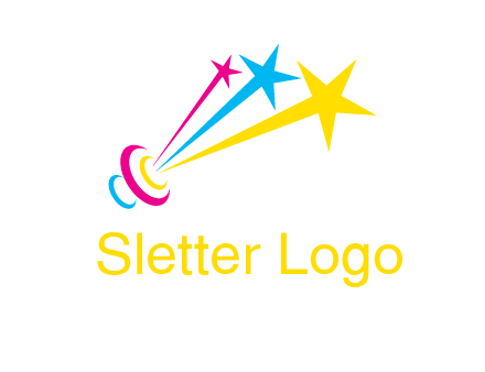 satellite colorful shooting stars printing logo