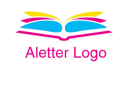 horizontal colorful open book printing logo