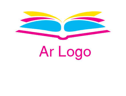 horizontal colorful open book printing logo