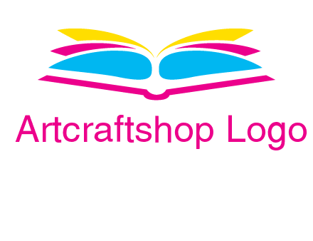 horizontal colorful open book printing logo