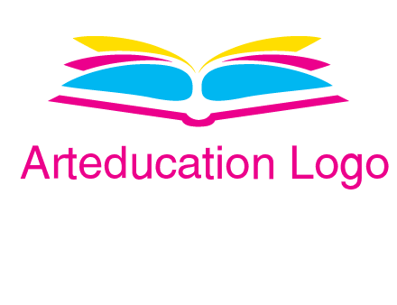 horizontal colorful open book printing logo