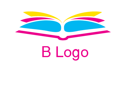 horizontal colorful open book printing logo