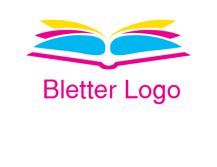 horizontal colorful open book printing logo