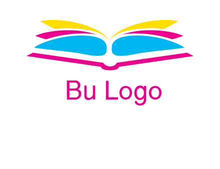 horizontal colorful open book printing logo