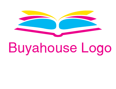 horizontal colorful open book printing logo