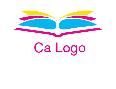 horizontal colorful open book printing logo