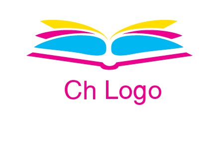 horizontal colorful open book printing logo