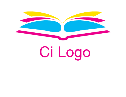 horizontal colorful open book printing logo